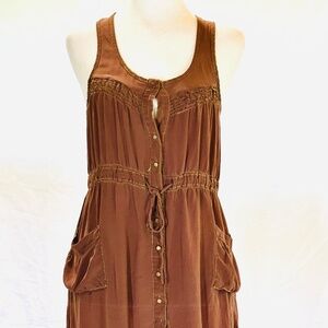 Jaloux Brown Silk Tunic Dress – Size small
